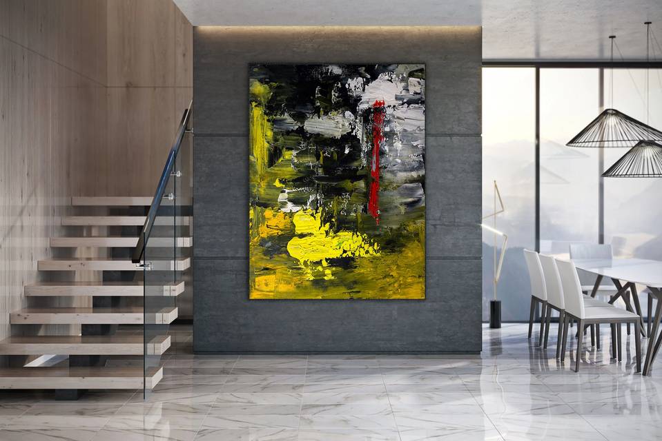 Red Yellow Black Office Abstract Canvas Wall Art K65VW wall art